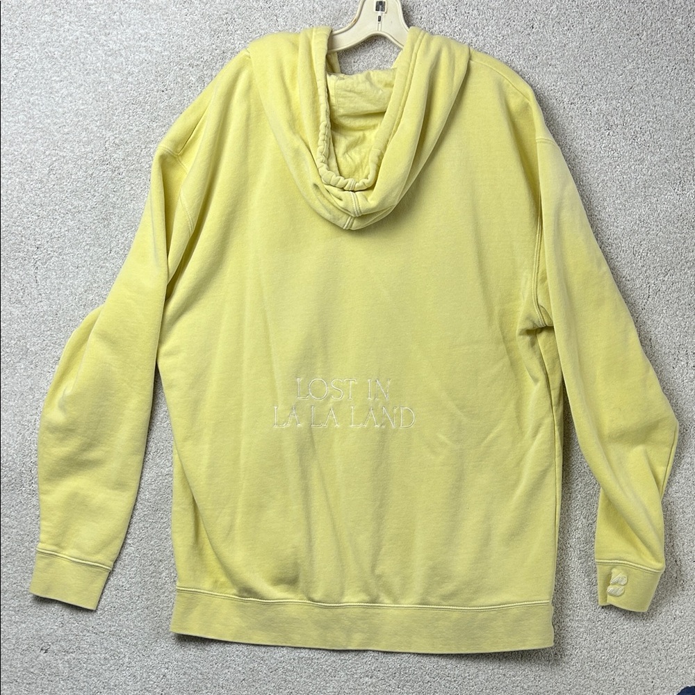 LaLa Land Oversized Yellow Hoodie with Embroidered Text Lost in Lala Land XL